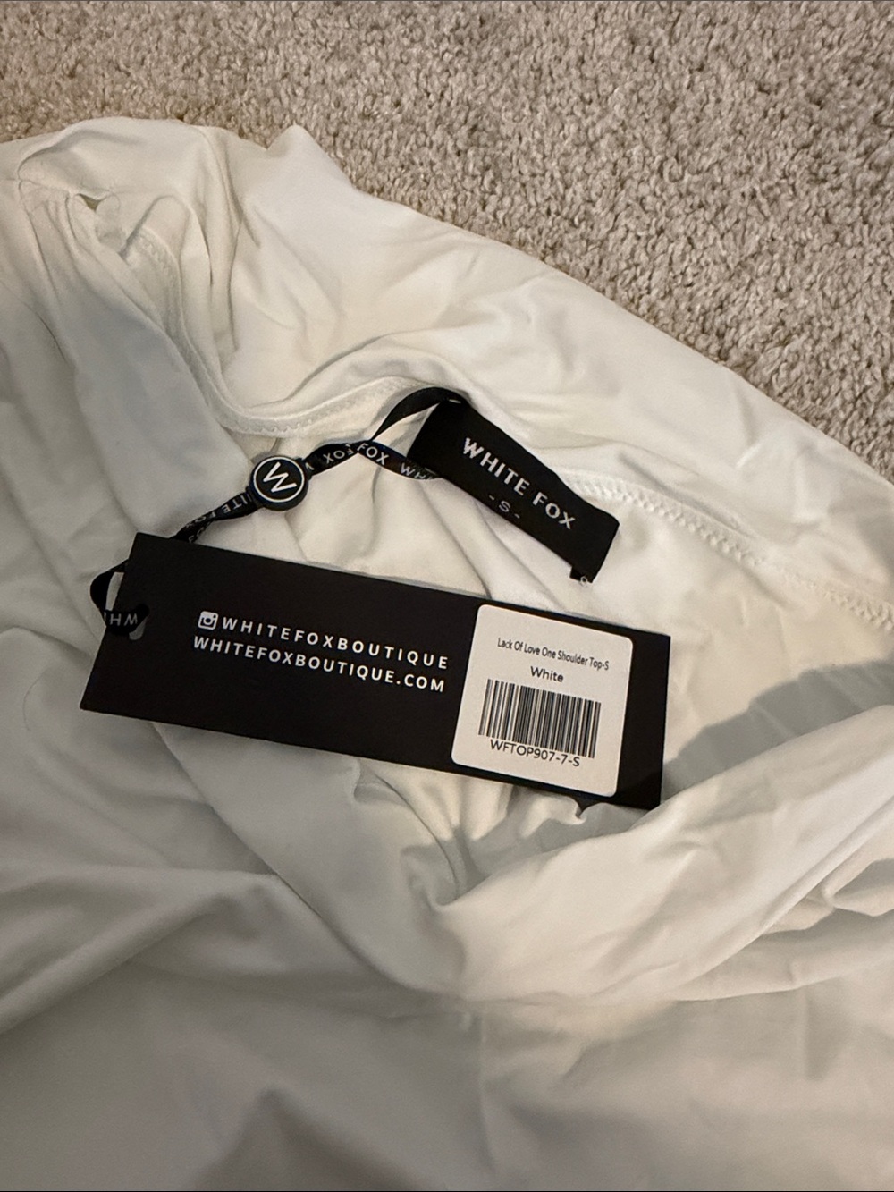 White fox One-Shoulder White Ruched Top - Picture 3 of 3